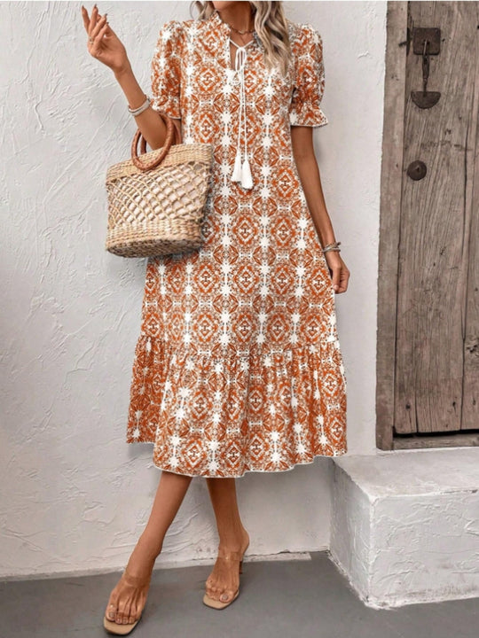 Damen Sommerliches Tunika-Kleid mit eleganten Schnüroptionen R&B