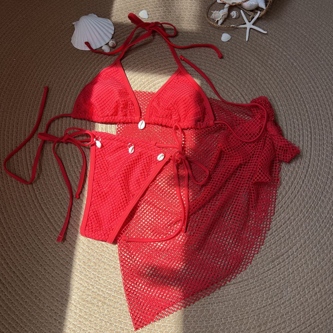 Damen Triangel-Bikini mit transparentem Netzdesign R&B