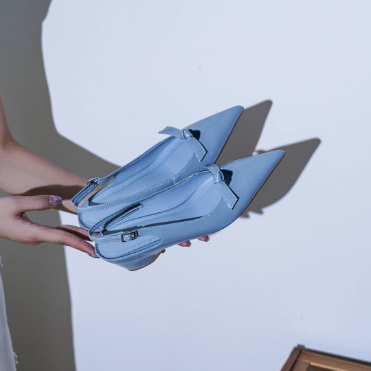 Damen Slingback-Pumps mit verspieltem Schleifendetail und glanzvoller Oberfläche R&B
