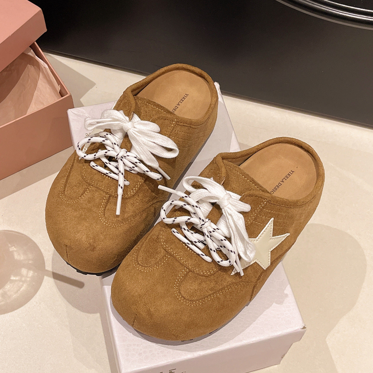 Damen bequeme Clogs mit modischem Sternemblem und rutschfester Sohle R&B