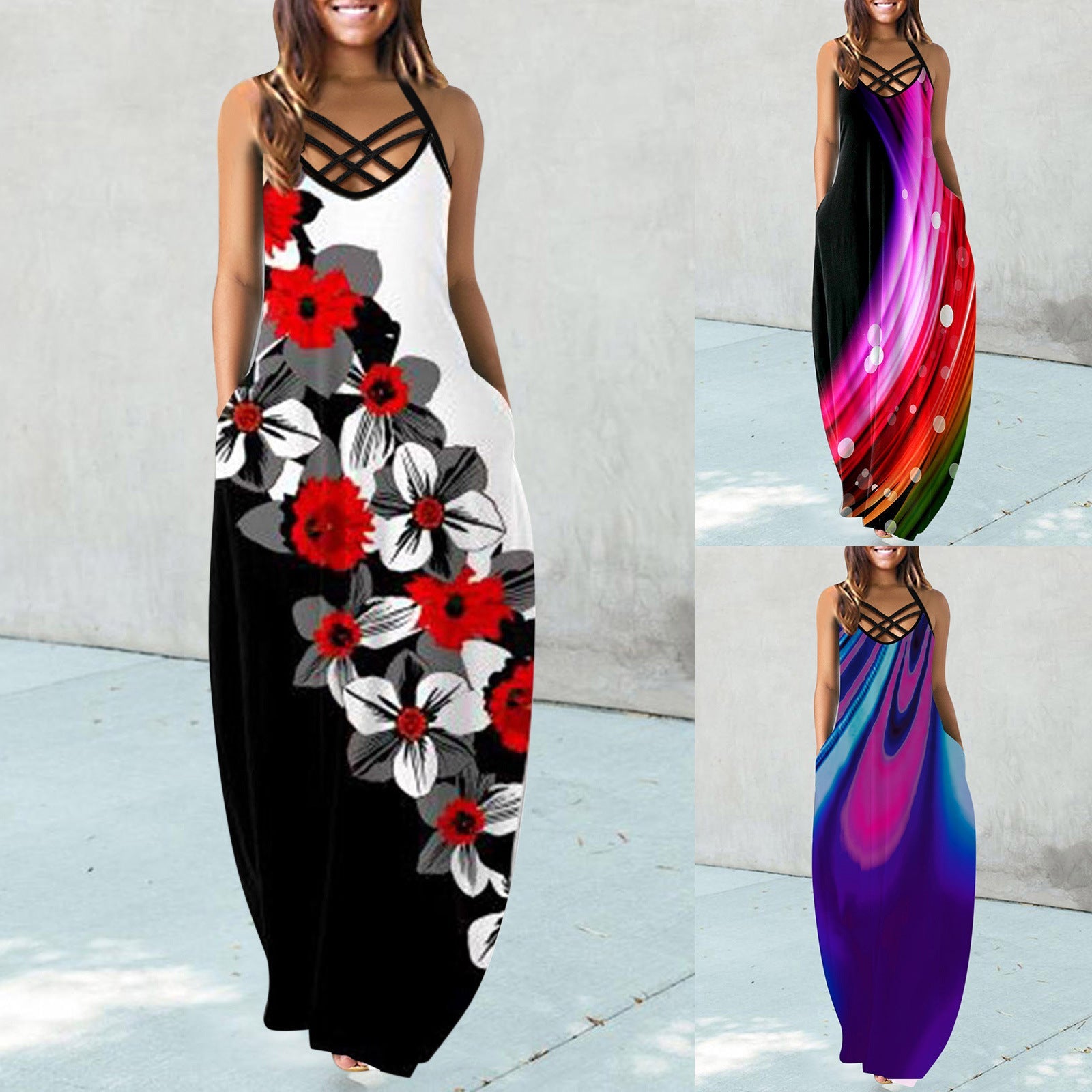 Damen Maxikleid mit trendigem Rückenausschnitt R&B