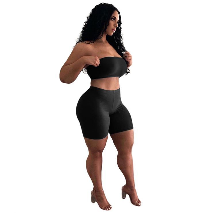 Damen Crop-Top und Shorts Set mit elastischem Bund und figurformendem Schnitt R&B