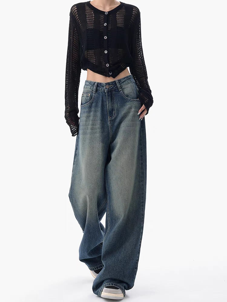 Damen Modische und luftige Strickjacke mit Knopfleiste R&B