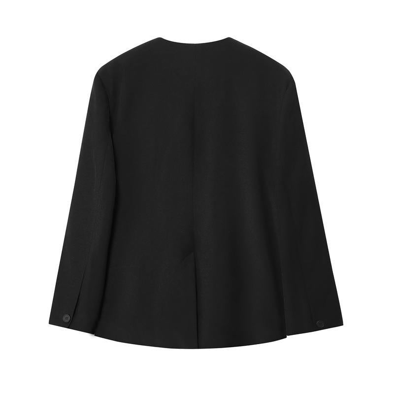 Damen Wickelblazer mit eleganter Satin-Schleife und modernen Taschen R&B