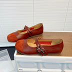 Damen Ballerinas mit modischem Riemen und hochwertiger Lederoberfläche R&B