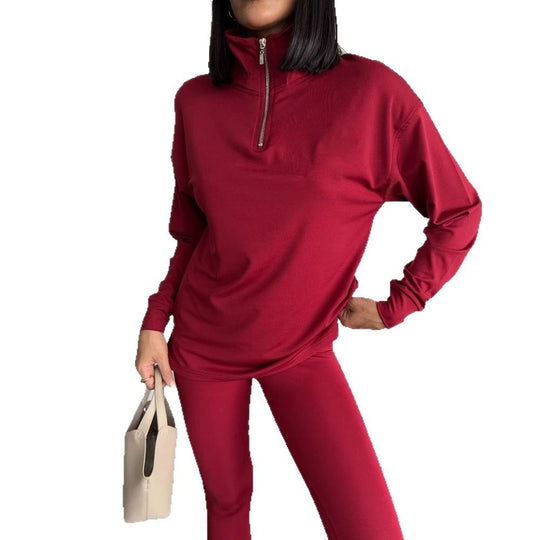 Damen Sportlicher Hoodie mit Stehkragen R&B