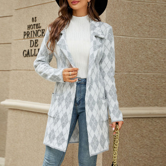 R&B | Jacke mit Karomuster Klassischer Schnitt Struktur und Statement