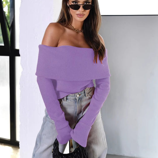 Damen Off-Shoulder Strickpullover mit eleganter Passform R&B