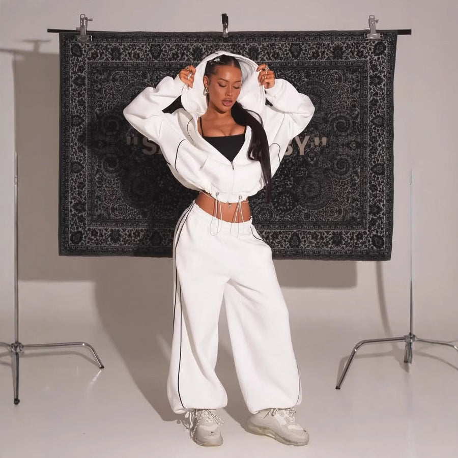 Damen oversized Freizeitjacke und weite Hose Set R&B