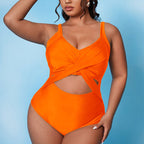 Damen Einteiliger Badeanzug mit stylischem Wickelschnitt und trendigen Cut-Out