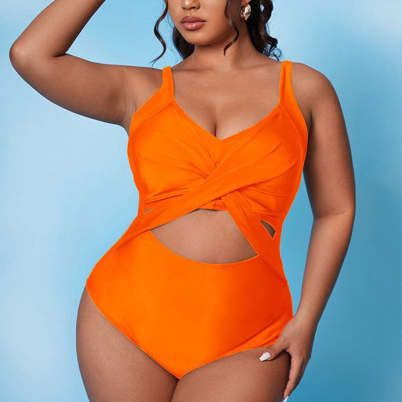 Damen Einteiliger Badeanzug mit stylischem Wickelschnitt und trendigen Cut-Out