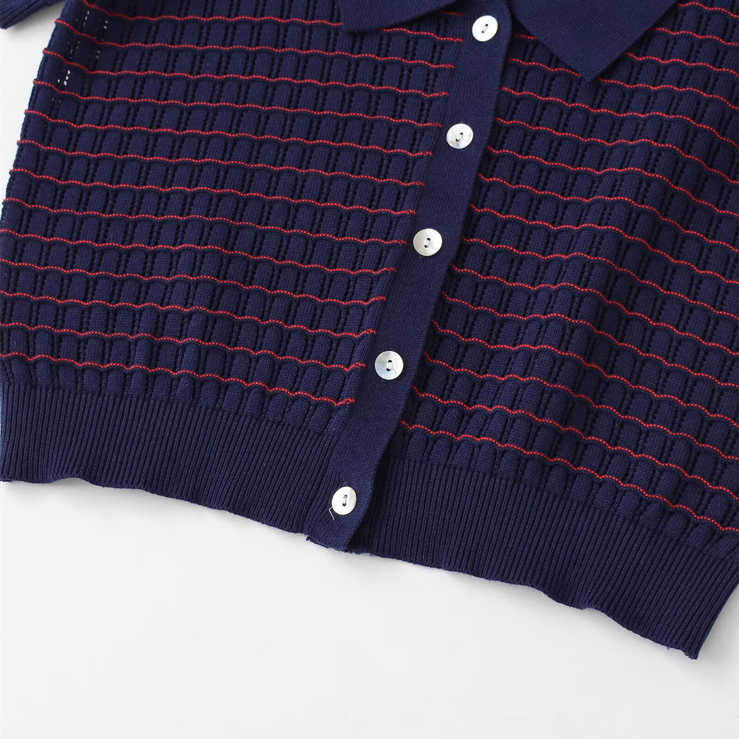 Damen Kurzarm Pullover mit strukturiertem Gewebe R&B