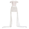 Damen Off-Shoulder Minikleid mit fließendem Chiffon und Raffung R&B
