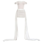 Damen Off-Shoulder Minikleid mit fließendem Chiffon und Raffung R&B