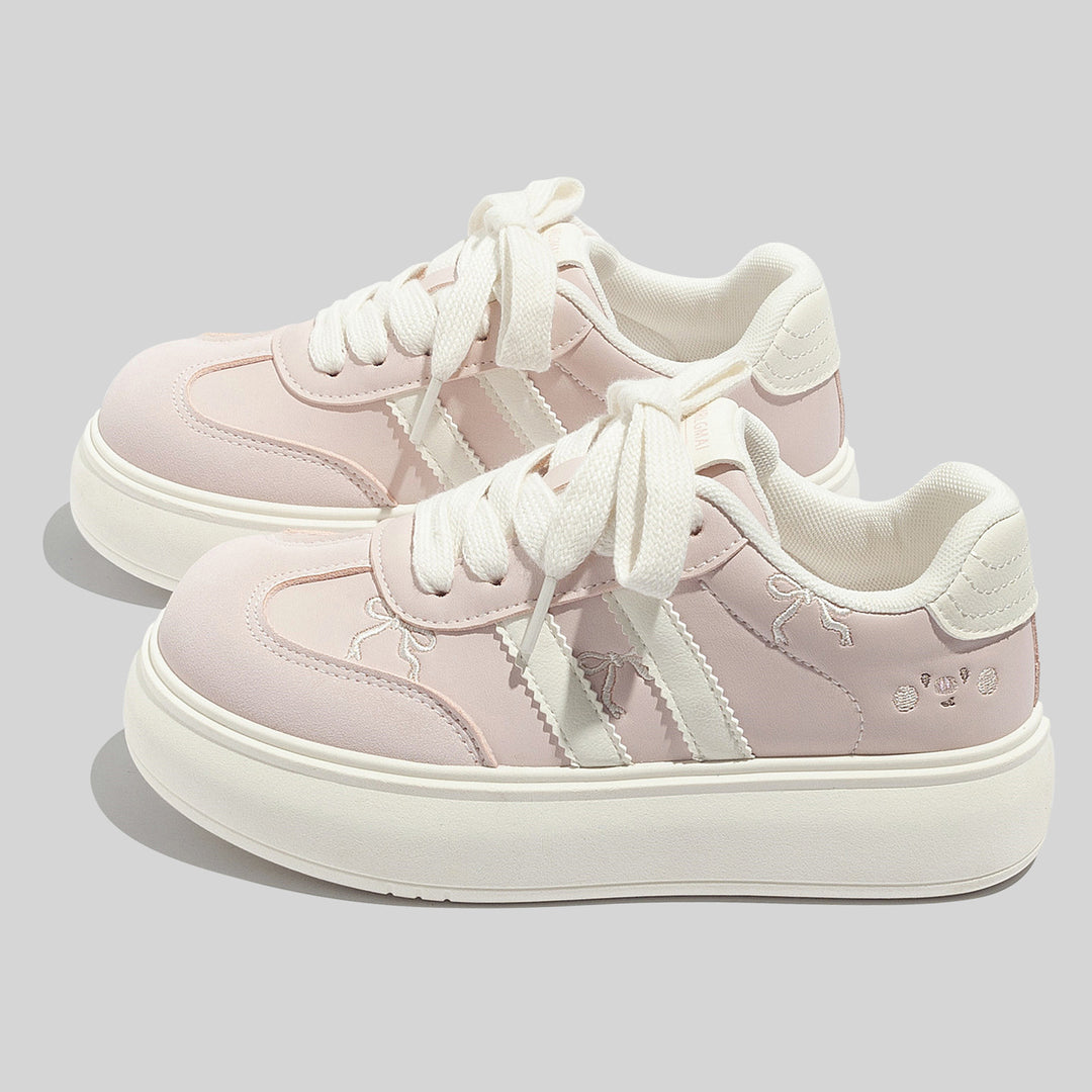 Damen Modische Sneakers mit verspielten Schleifenakzenten und atmungsaktiver Oberflächenstruktur R&B