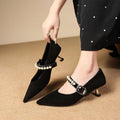 Damen elegante Pumps mit Perlenschmuck R&B