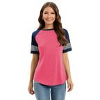 Damen sportliches Raglan-T-Shirt mit Streifenmuster R&B