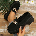 Damen Chunky Loafers mit modischen Kettenakzenten und rutschfester Sohle R&B
