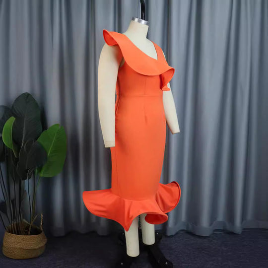 Damen Figurbetontes Kleid mit voluminösem Rüschenelement R&B
