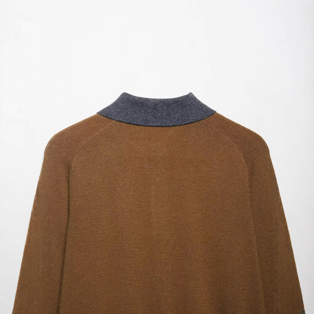 Damen Pullover mit klassischem Polokragen und modernem Rautenmuster R&B