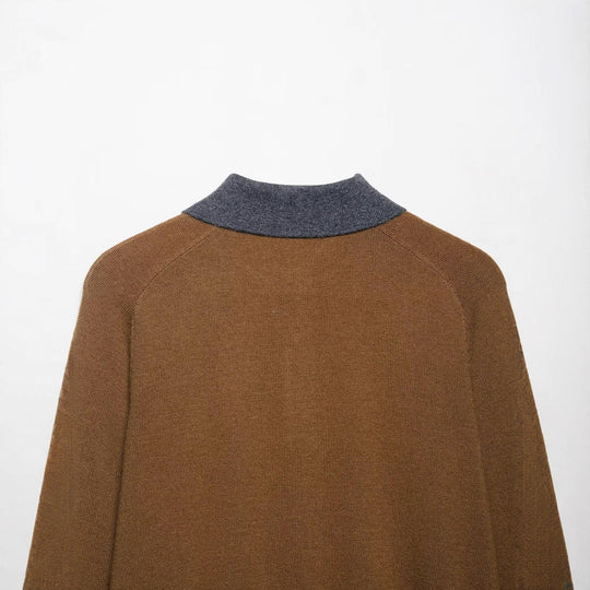 Damen Pullover mit klassischem Polokragen und modernem Rautenmuster R&B