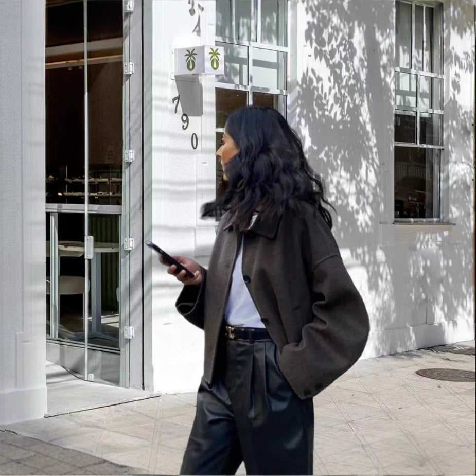 Damen lässige und stylische Wolldeckjacke R&B