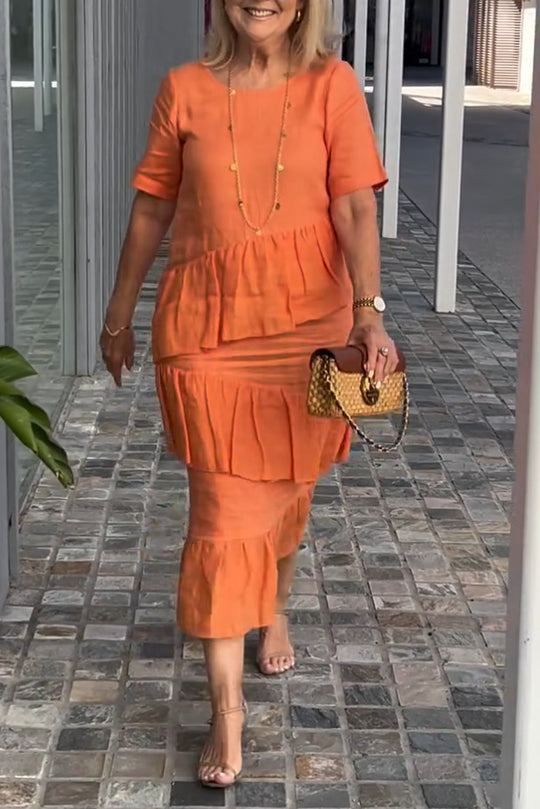Damen sommerliches Freizeitkleid mit schwingendem Saum R&B