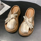 Damen Modische Plateau-Sandalen mit Perlenschmuck R&B