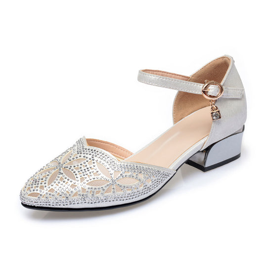 Damen elegante Ballerinas mit modischem Strassdesign und verstellbarem Riemen R&B