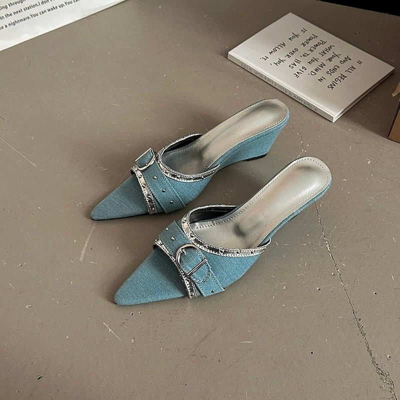 Damen Slingback Mules mit elegantem Riemen und funkelnden Akzenten R&B