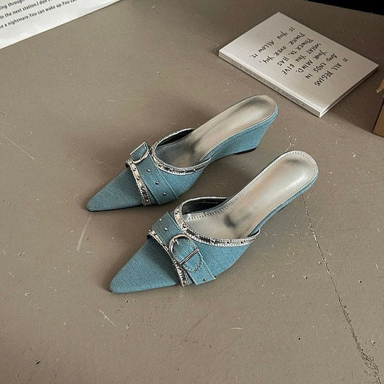 Damen Slingback Mules mit elegantem Riemen und funkelnden Akzenten R&B
