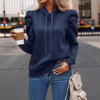 Damen lässiger Kapuzenpullover mit Puffärmeln R&B