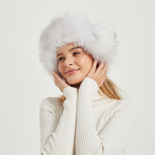 Damen Flauschige Wintermütze mit tierischen Ohren und voluminösem Design R&B