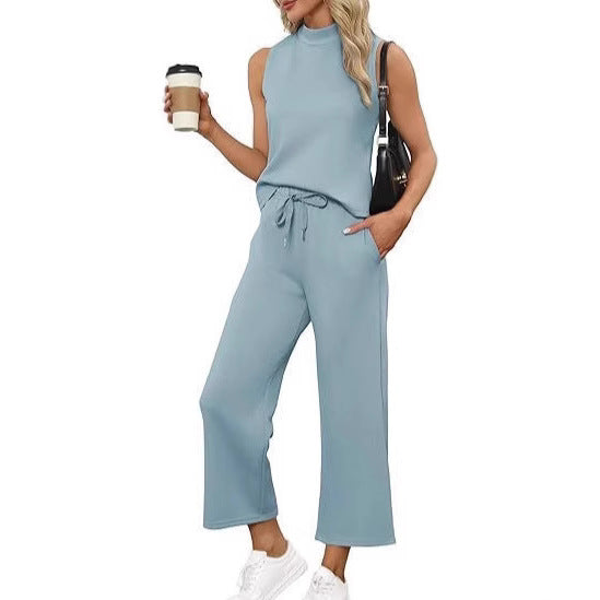 Damen Jumpsuit mit hochgeschlossenem Design und weitem Bein R&B