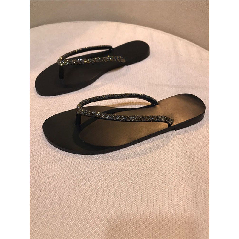 Damen Strandsandalen mit glitzerndem Riemendesign R&B