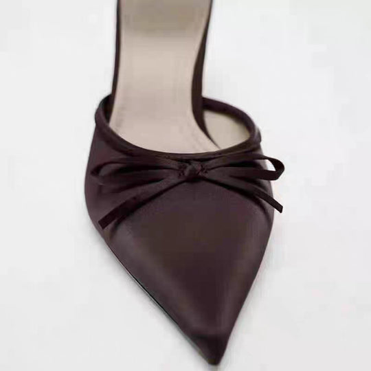 Damen elegant spitze Mules mit Schleifenverzierung R&B