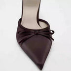 Damen elegant spitze Mules mit Schleifenverzierung R&B