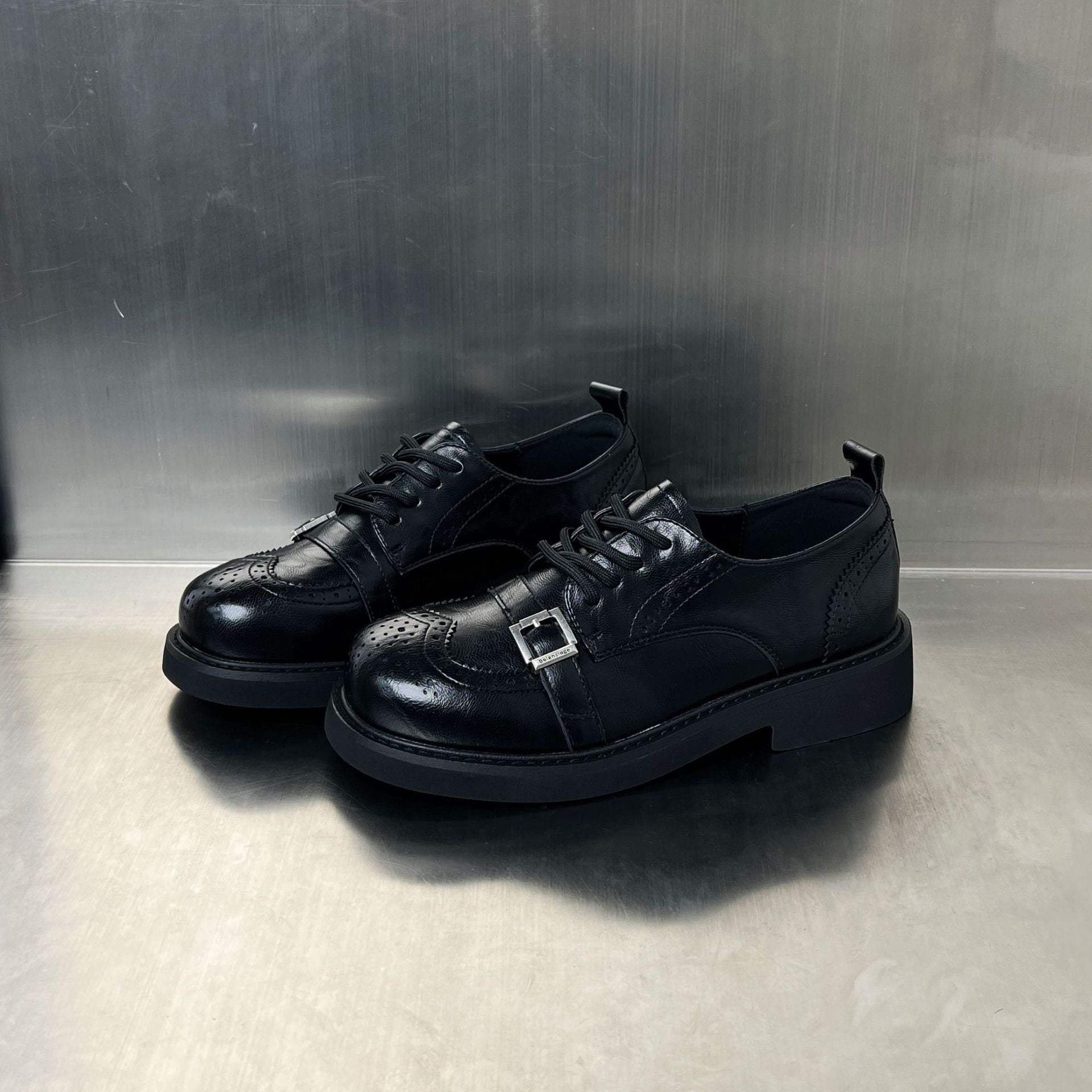 Damen Elegante Schnürschuhe mit modischen Schnallen und robuster Sohle R&B