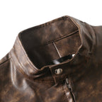 Herren Lederjacke mit Stehkragen