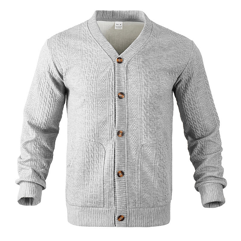 Herren Strickjacke mit V-Ausschnitt und praktischen Taschen R&B