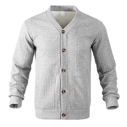 Herren Strickjacke mit V-Ausschnitt und praktischen Taschen R&B