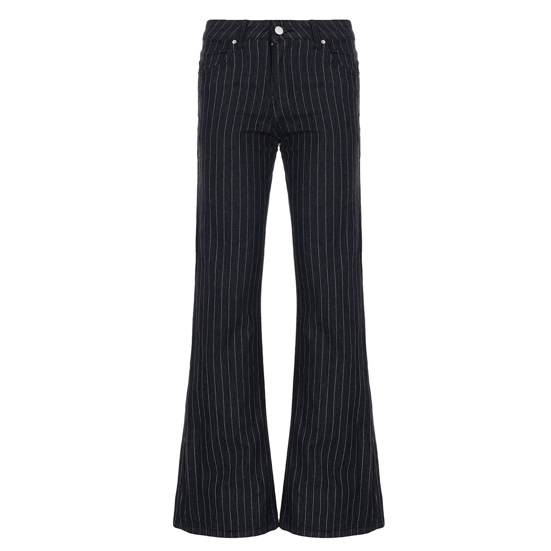 Damen Flared Hosen mit modischem Streifenmuster und verstellbarem Gürtel R&B