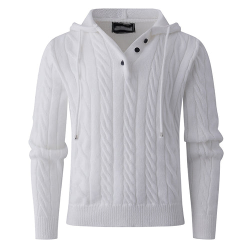Herren Strickpullover mit Kapuze und strukturiertem Zopfmuster R&B