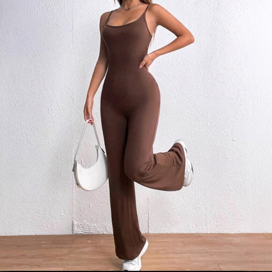 Damen Eleganter Jumpsuit mit verstellbaren Spaghettiträgern und figurschmeichelndem Schnitt R&B