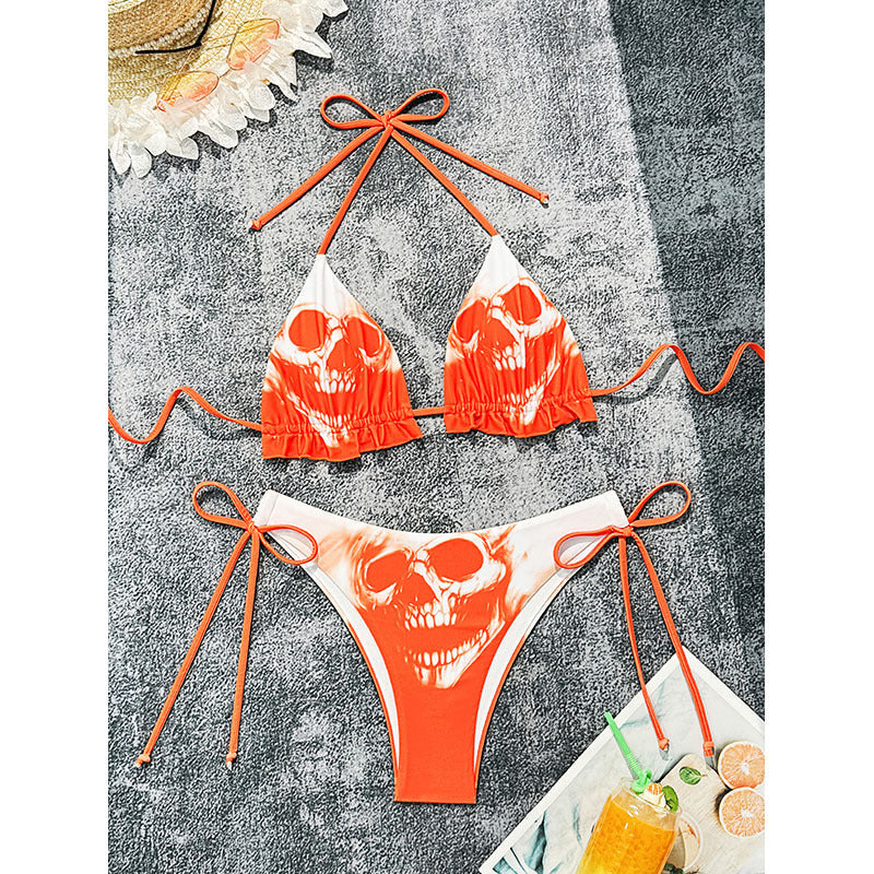 Damen Triangel-Bikini mit coolem Totenkopf-Design R&B