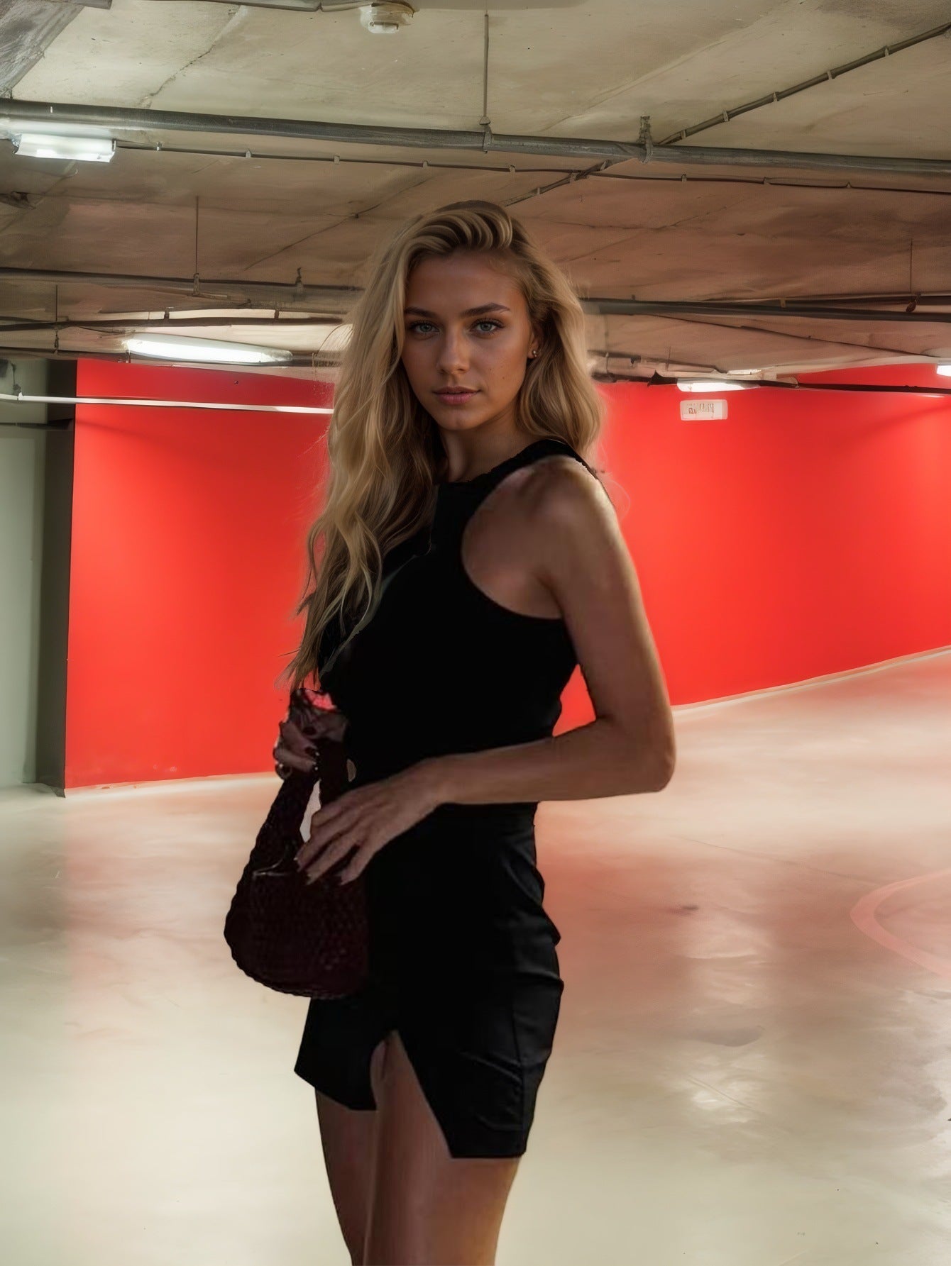 Damen sportliches Mini-Kleid mit tiefem Schlitz und asymmetrischem Design R&B