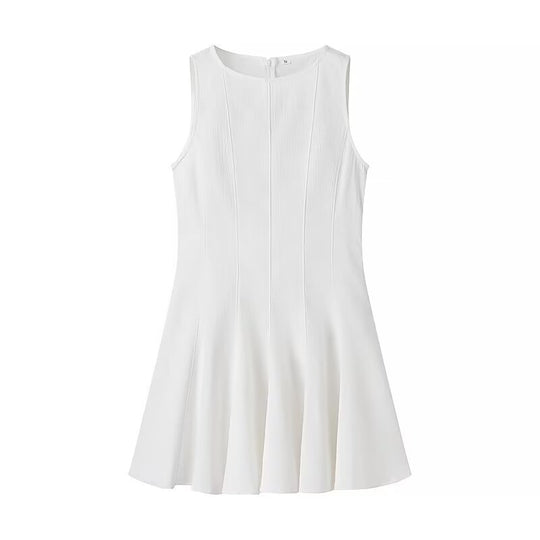 Damen ärmelloses Sommerkleid mit hohem Schnitt und elegantem Saum R&B