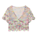 Damen luftige Strickjacke mit Blumenmuster R&B