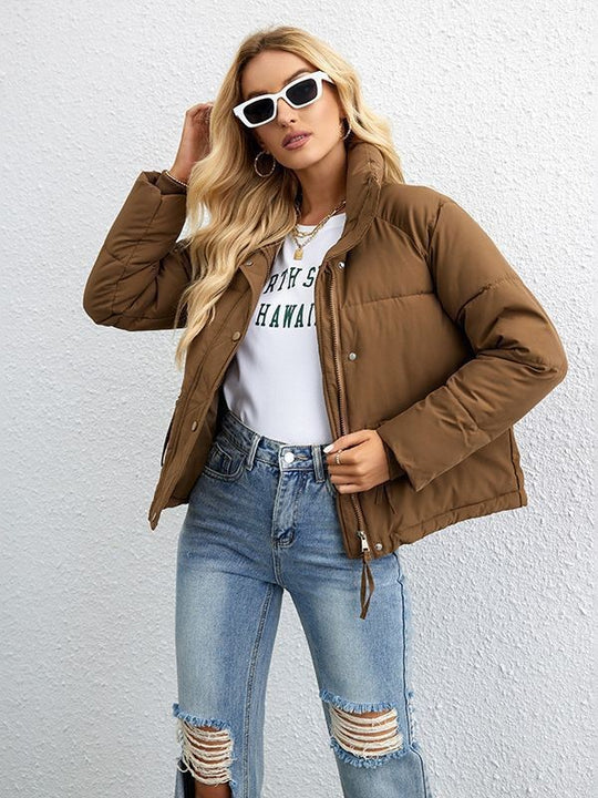 Damen gesteppte Übergangsjacke mit hohem Kragen und praktischen Taschen R&B