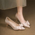 Damen elegante Pumps mit dekorativem Schleifenakzent